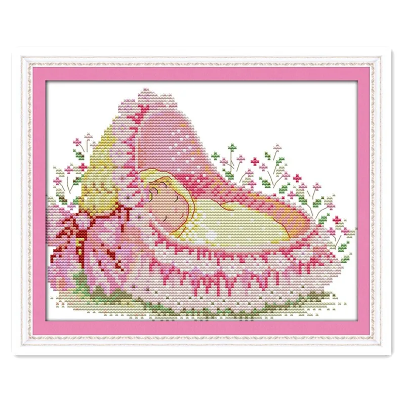 Baby cradle baby embroidered cloth pattern printed on the embroidered cloth 11CT 14CT hand embroidery cross stitch