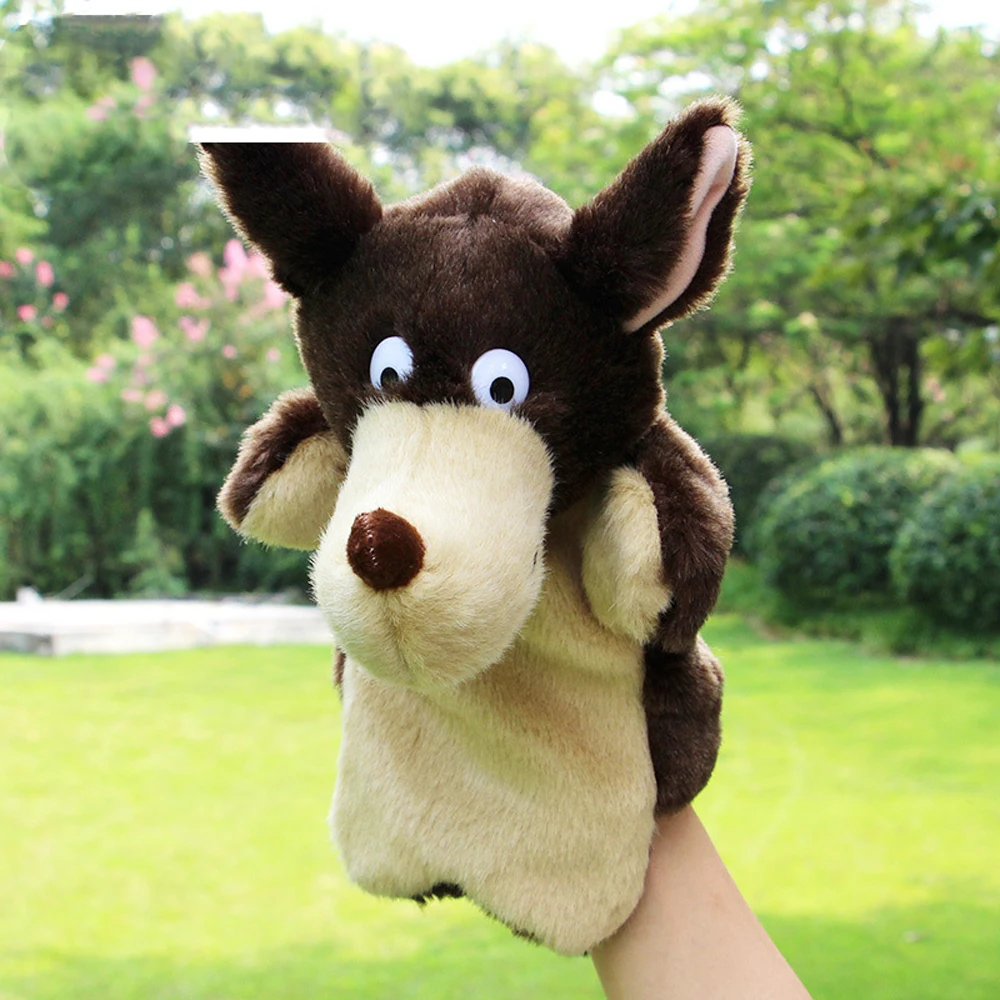 Baby Plush Toy Stuffed Hand Puppet Birthday Gifts Brow And Light Wolf