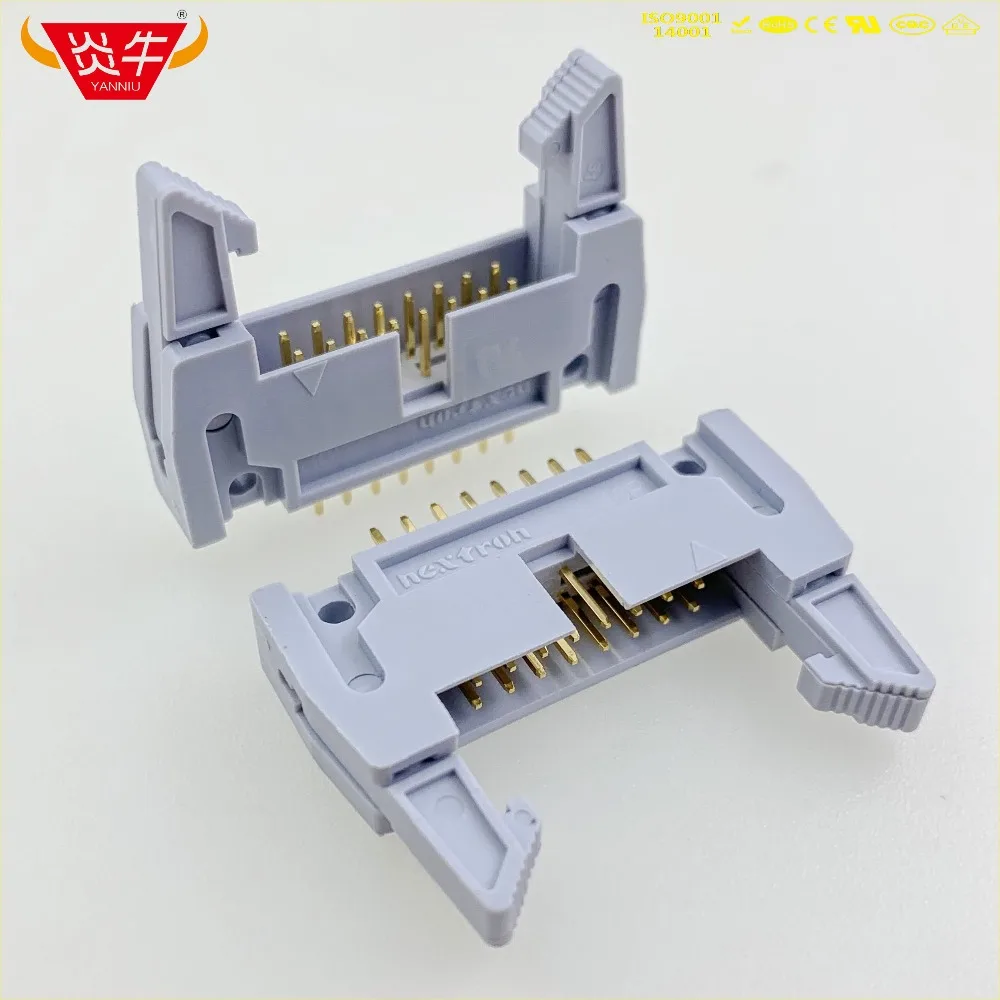 50Pcs DC2-16P IDC SOCKET BOX 2.54mm PITCH EJECTOR HEADER STRAIGHT CONNECTOR 2*8P 16PIN CONTACT PART  GOLD-PLATED 3Au YANNIU