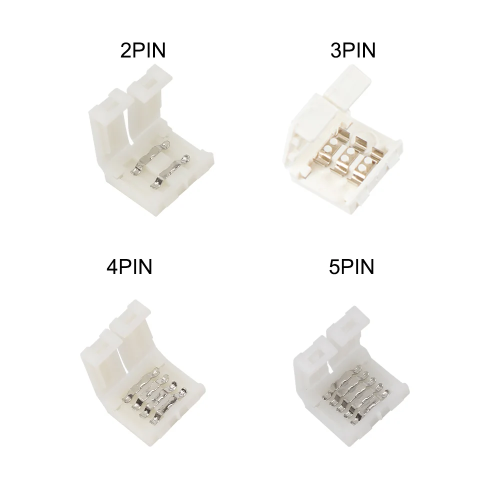5Pcs 2PIN 3PIN 4PIN 5PIN Gratis Solderen Geleid Connector 10Mm L / T / X Vorm Hoek Connector voor Led Strip Licht Rgb Rgbw Rgbww