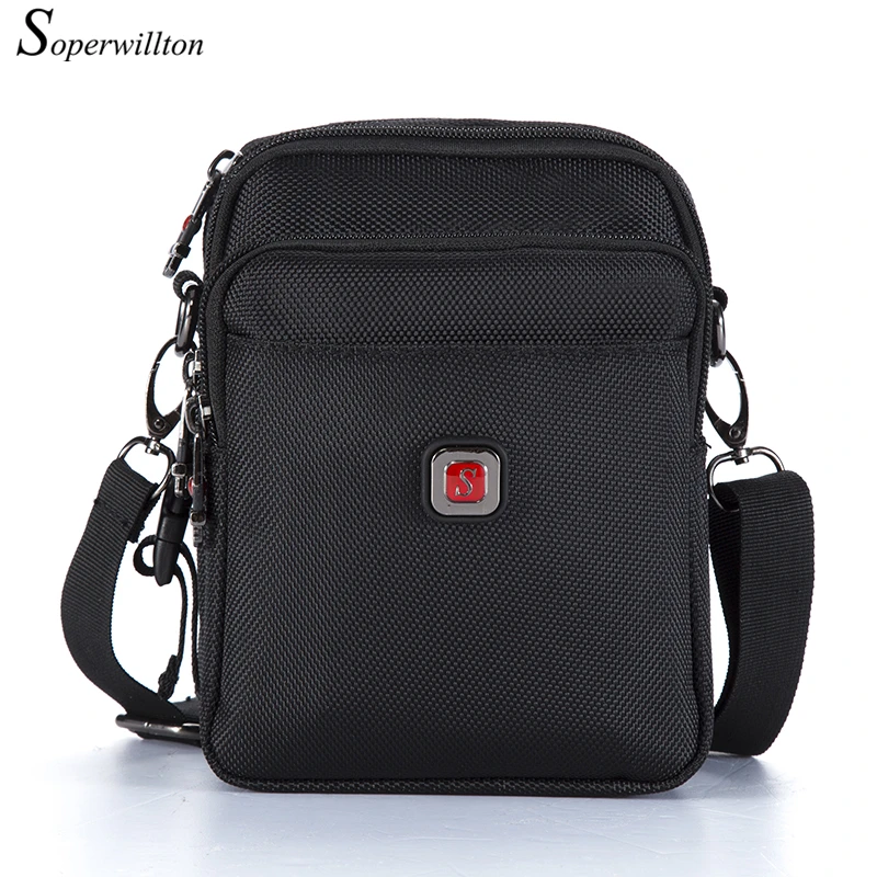 Soperwillton Men Shoulder Bag Casual Messenger Bags Waterproof Man Purse Oxford Zipper Crossbody Can Be Equipped With Belt #1052