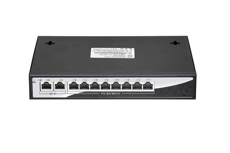 

8-port 10/100M switch, of which 1-8 ports support POE, IEEE 802.3af international standard, built-in total power 120W