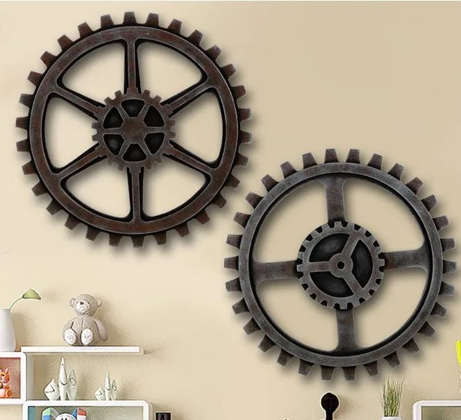 

1PC Home Furnishing Wall Mural Decoration Hangings Clothing Store Bar Background Gear Wooden Ornaments JL 107