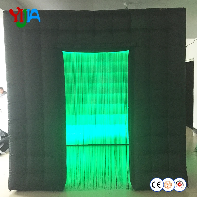 Popular 2.5m Square Inflatable Photo Booth With LED Strips On The Bottom And Top With 2 Doors For Party Events