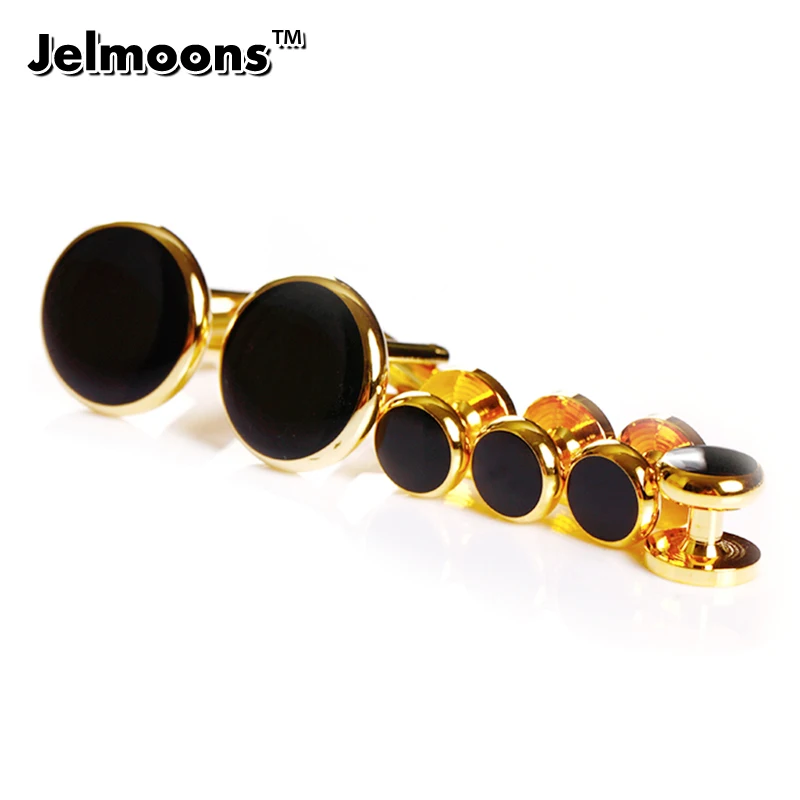 Fashion Gold plated Men's Metal Buttons Cufflinks and Buttons sets Enamel Shirt Studs