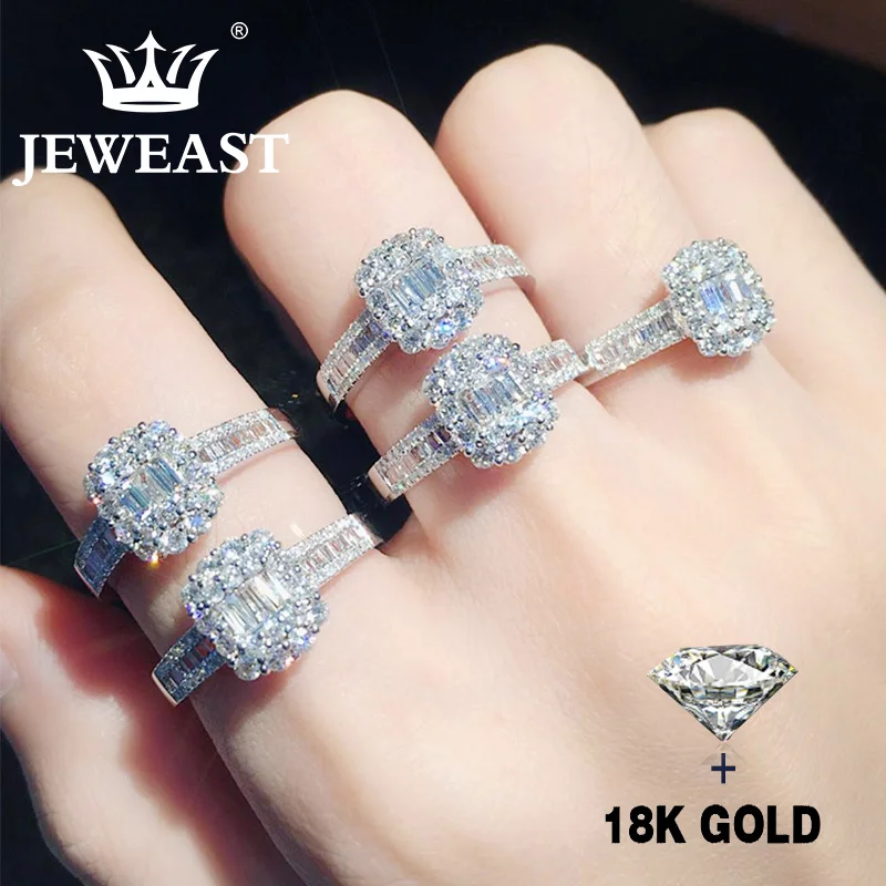 Natural Diamond 18K Gold Pure Gold Ring AU 750 Gold Solid Gold Rings Upscale Trendy Classic Party Fine Jewelry Hot Sell New 2023