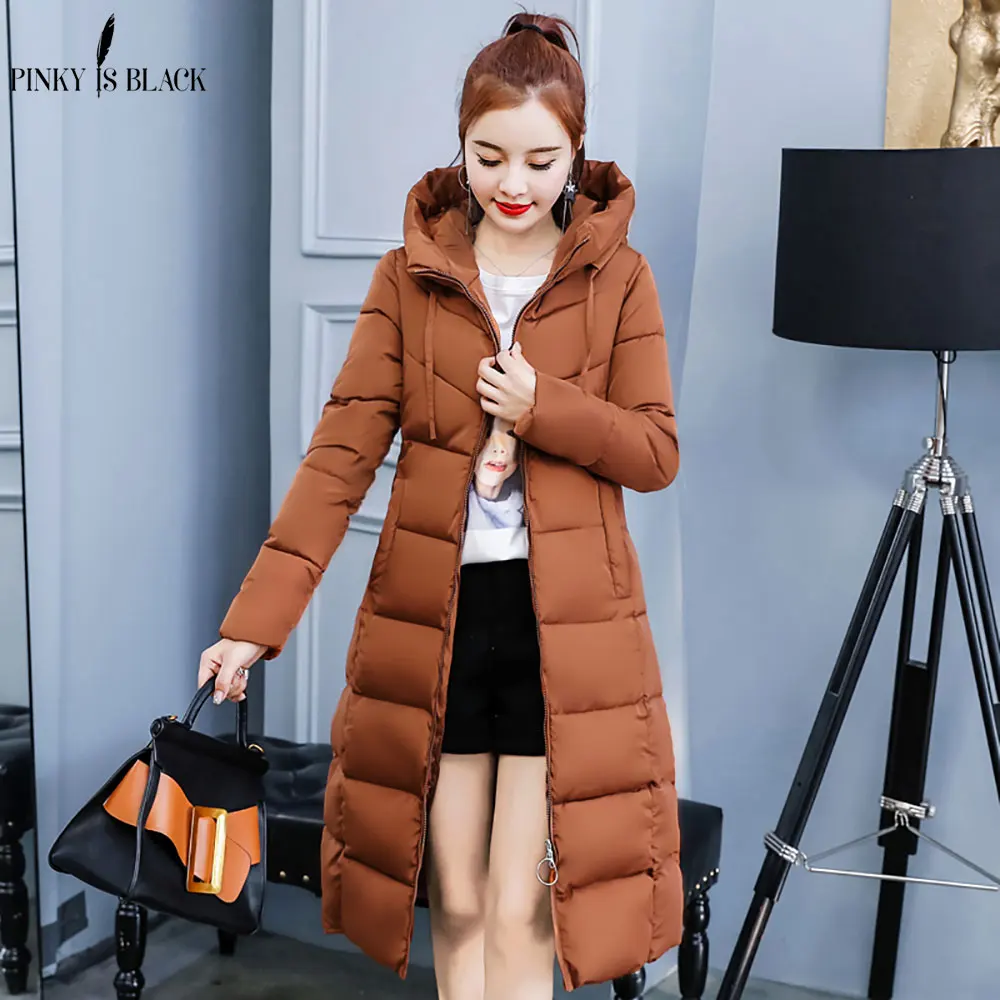 PinkyIsBlack New 2020 Winter Coats Women Down Jacket High Quality Hooded Thick Ladies Army Green Long Parkas Winter Jacket Women
