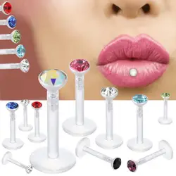 Showlove-17Pcs Bioplast Flexible Labret Lip Ring Ear Helix Tragus Cartilage Studs Piercing Mixed Color Body Piercing Jewelry