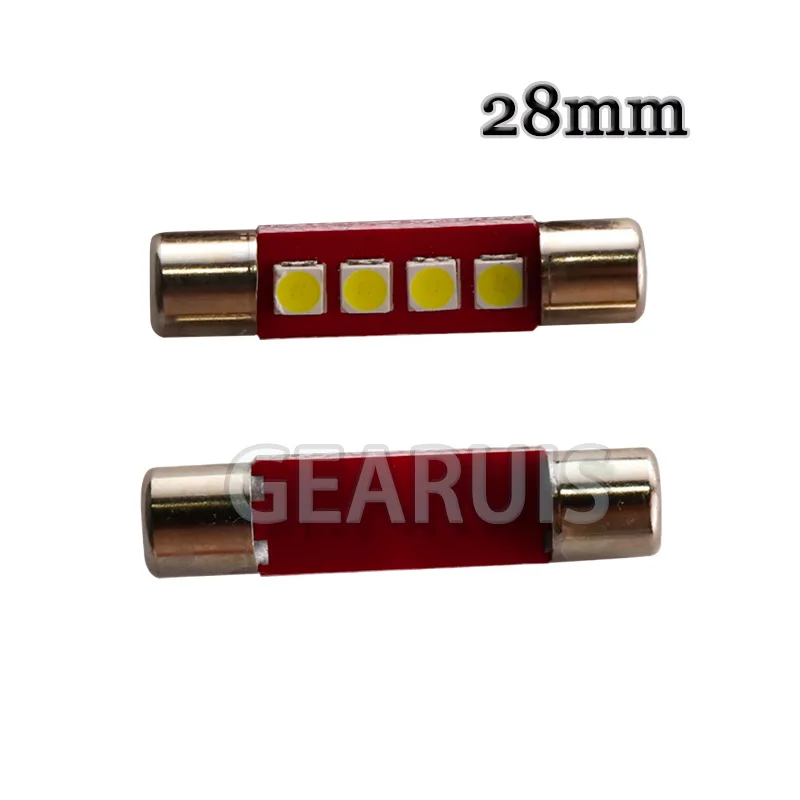 100pcs Auto LED Festoon T6.3 28MM 31MM 4 SMD 3030 LED Car Vehicle Interior Sun Visor Vanity Mirror Lights Makeup Light lamp 12V