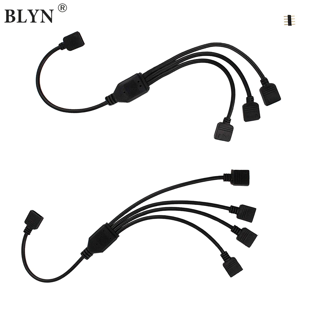 4 Pin RGB Splitter Convert Cable Connector Two Three Four Way Black Cable Connect Wire Adapter For RGB LED Strip Tape Computer