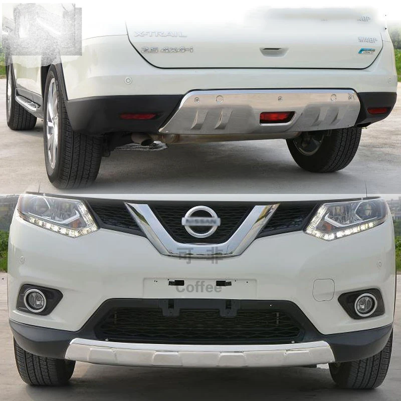 Car Styling For Nissan X-TRAIL 2014 2015 Stainless Steel Exterior Front Rear Bumper Protector Skid Plate Cover Trims Decoration