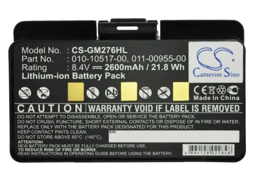 

Cameron Sino 2600mah battery for GARMIN 010-00543-00 EGM478 GPSMAP 276 296 376C 478 495 010-10517-00 010-10517-01 batteries