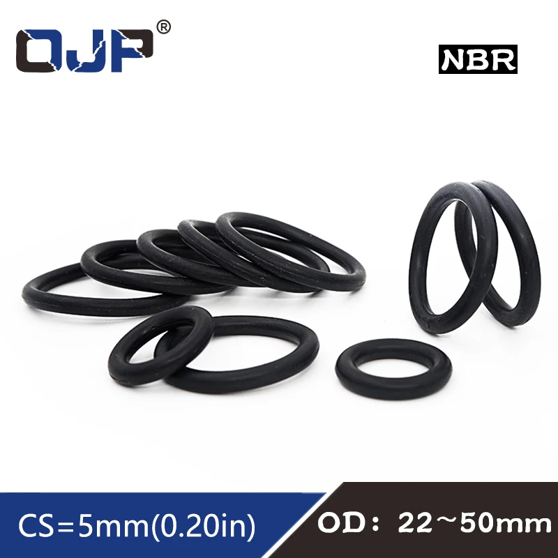 20PC/lot Rubber Ring NBR Sealing O-Ring CS5mm OD22/25/28/30/32/34/35/36/38/40/42/45/48/50mm Nitrile O Ring Seal Oring Gasket