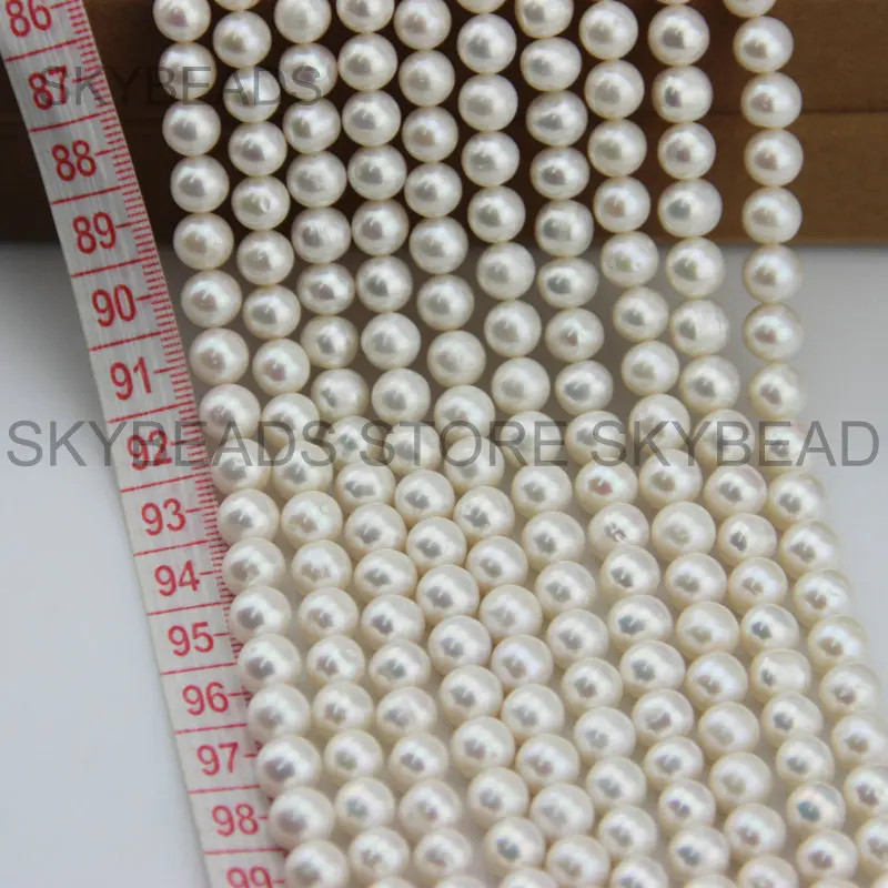 Good Quality Good Luster AA Grade Natural White Freshwater Pearl 7-8mm Round Beads for Wedding Bridal Jewelry Making Supplies