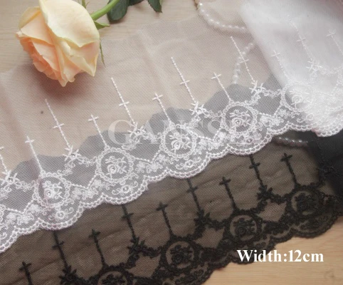 1yard Width: 12cm Vintage Flower Lace Embroidered Trimming Lace Garment Scrapbooking (ss-59)