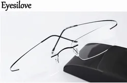 Ultralicht titanium randloos Optisch frame heren dames merk brilmontuur brilmontuur voor brillen op sterkte gaat met etui
