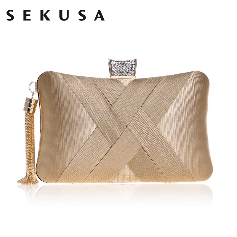 SEKUSA Tassel Fashion Ladies Day Clutch Bag Small Shoulder Handbags Female Party Wedding Evening Bag For Women Phone Purse