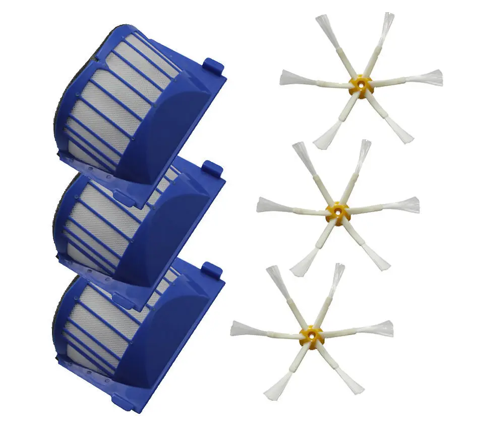 Высокое качество AeroVac фильтр, боковая щетка, щетина и гибкая щеточная щетка комбо для iRobot Roomba 600 610 620 625 630 650 660