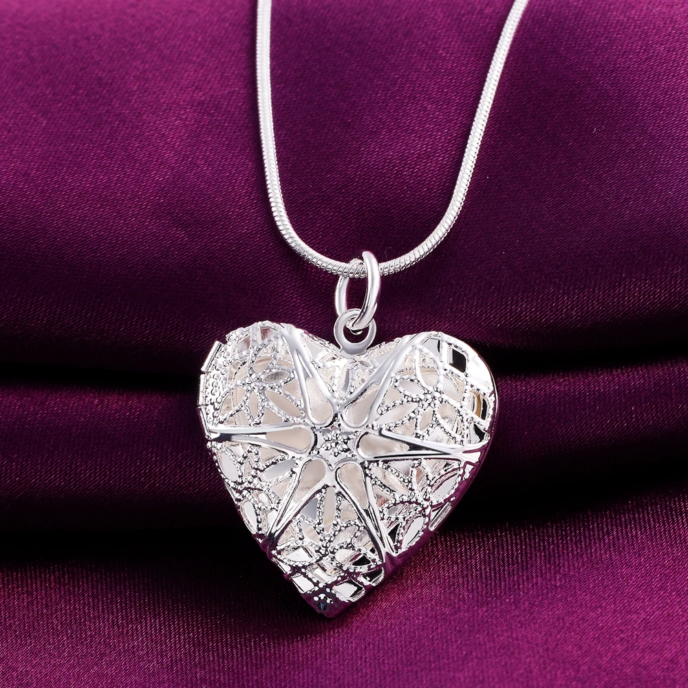 925 P185 Wholesale Free shipping elegant fashion silver color jewelry charm women noble heart  pendant necklace Kinsle