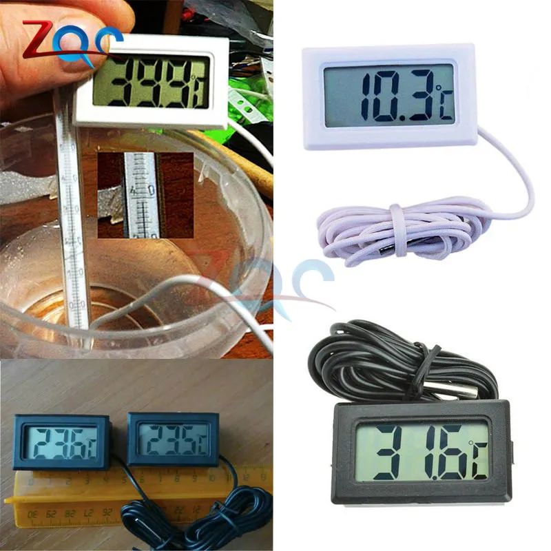 Mini LCD Digital Thermometer for Freezer Temperature -50~110 degree Refrigerator Fridge Thermometer indoor outdoor Probe 1M 2M