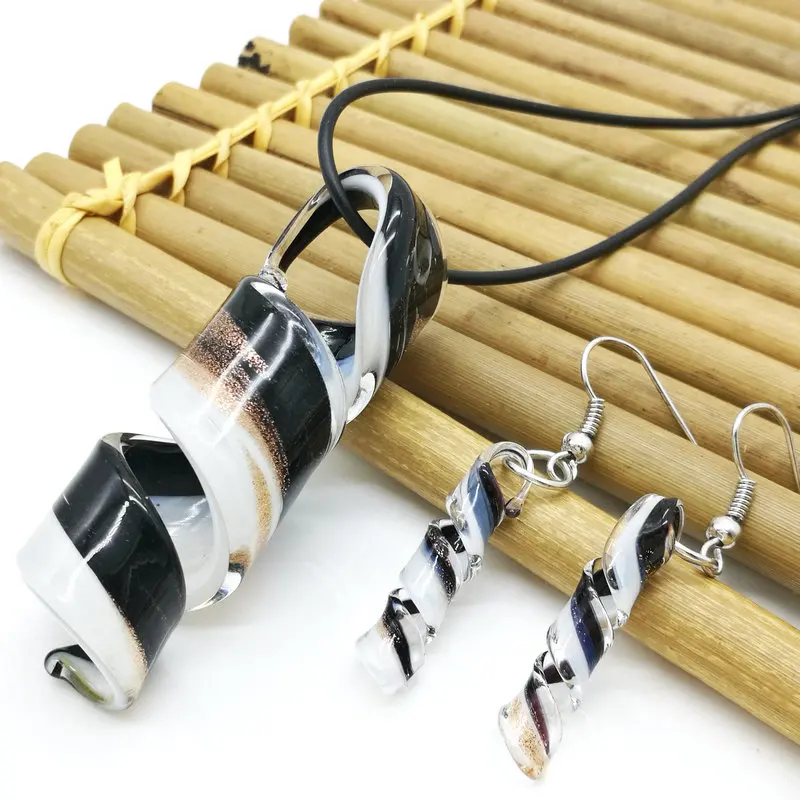 

Wholesale 3Sets Red Swirl Lampwork Glass Pendant Necklace Earrings Set, Fashion