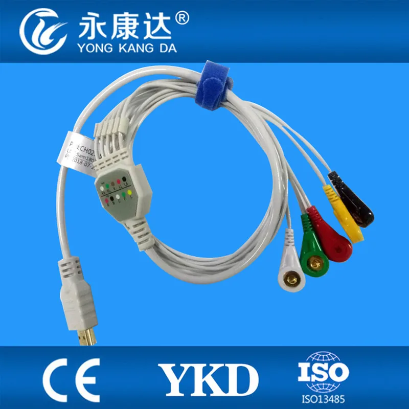 Compatible with Biox 5lead holter ecg cable IEC snap 19pin