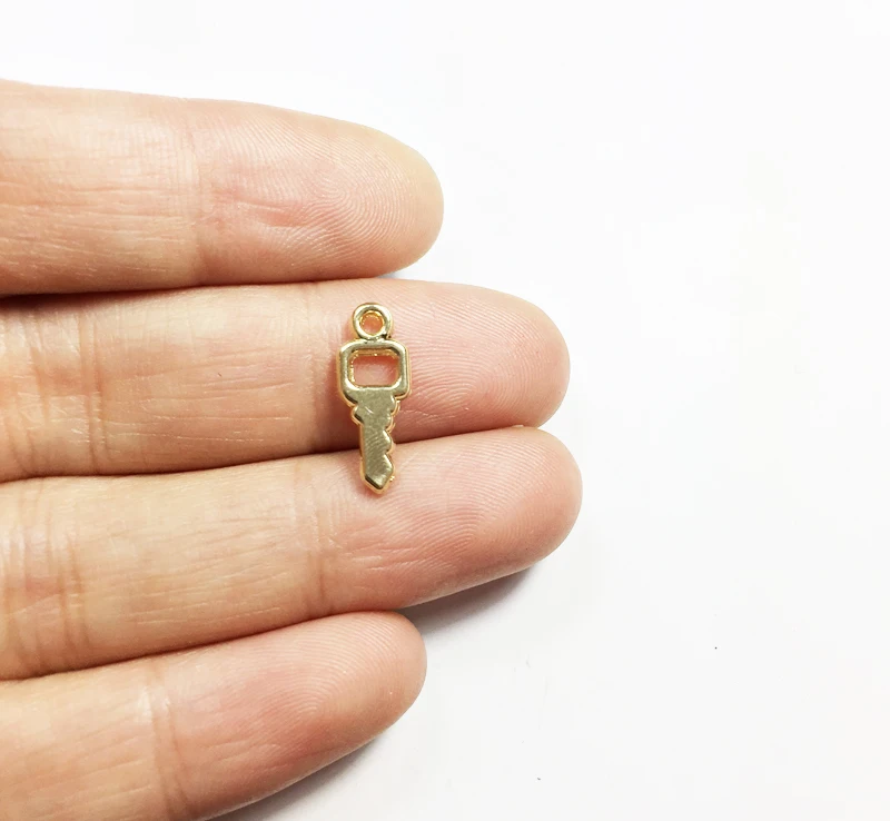 Eruifa 20 sztuk 12*6mm Mini kluczyk charms wisiorek biżuteria ze stopu cynku DIY ręcznie robione 2 kolory — zdjęcie 4