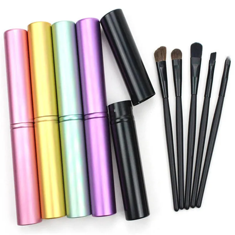 5 pçs/set viagem portátil mini pincéis de maquiagem conjunto sombra de olho delineador sobrancelha lábio escova profissional pincéis de maquiagem kit dropshipp
