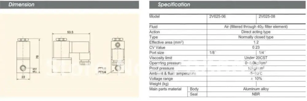 2V025-06 110V AC 2Port 2Pos 1/8