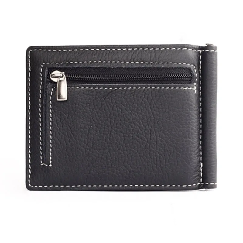 GUBINTU-Mini portefeuille portable en cuir véritable pour homme, pince à billets, petite poche à monnaie, porte-cartes, pince à billets en métal