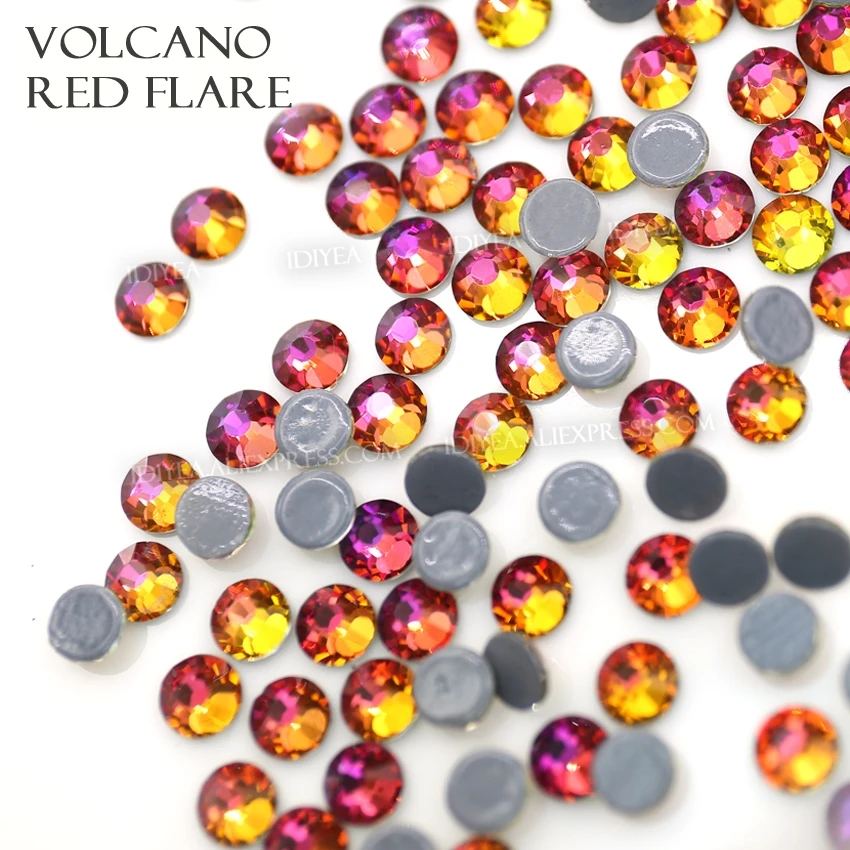 Volcano hotfix rhinestones flatback crystals strass stone to hot fix on fabric clothing garment bags diy glitter applique decors