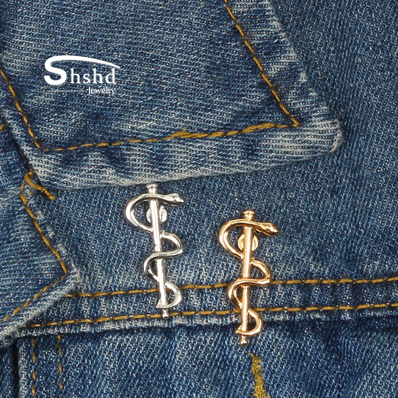 Broche con logotipo de la Organización Mundial de la salud, alfileres de caduceo de serpiente, insignia con símbolo de bienestar médico y enfermera, joyería, novedad