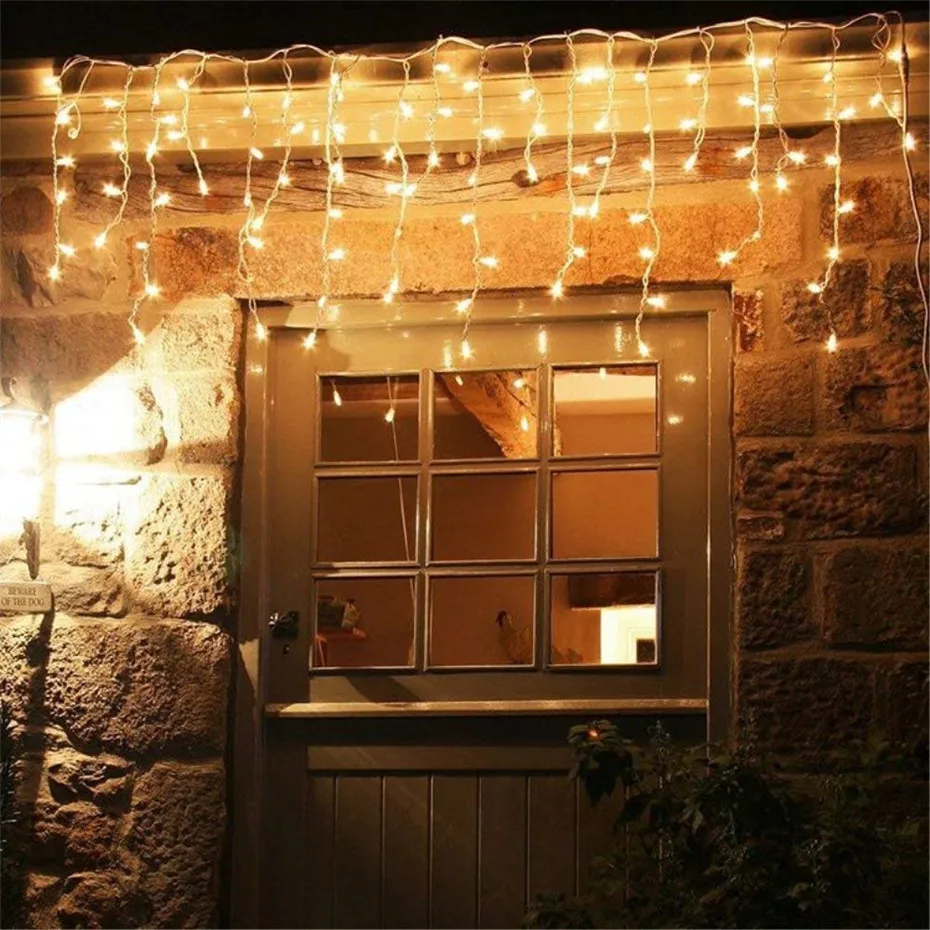 Decoração de Natal 2023 Luzes LED Impermeável 5M Droop 0.4-0.6m Outdoor Icicle String Lights para Jardim Ano Novo 2024,natal