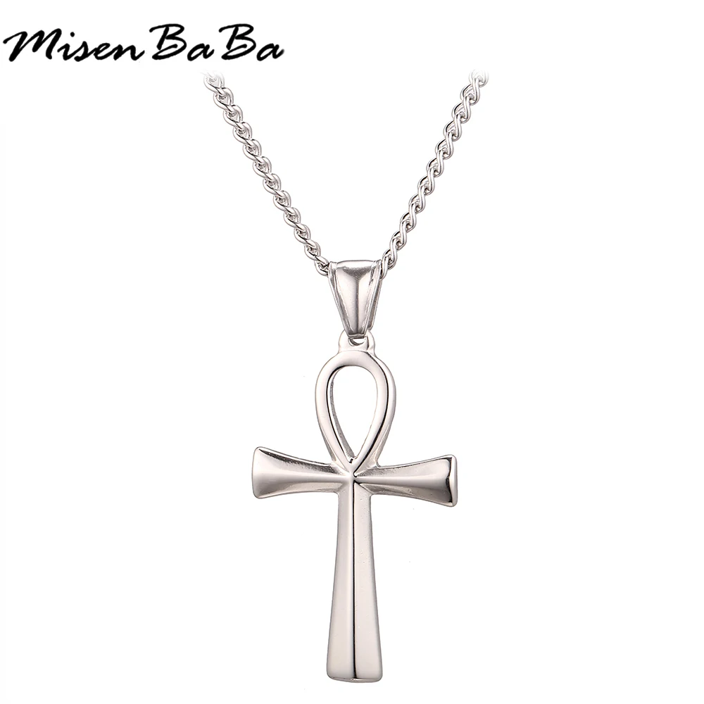 MisenBaBa خمر الفولاذ المقاوم للصدأ المصري ANKH قلادة قلادة للنساء رجل رمز قلادة مصر المجوهرات #1