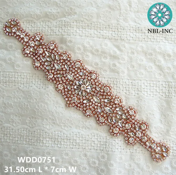 

(30PCS )Wholesale bridal hand beaded sewing crystal rhinestone appliques iron on for wedding dresses WDD0751