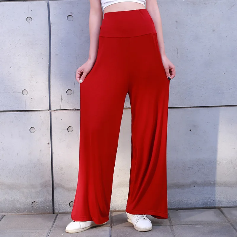 2023 spring summer new plus size modal wide leg pants casual female 100kg loose high waist home pants sleep bottoms pants soft