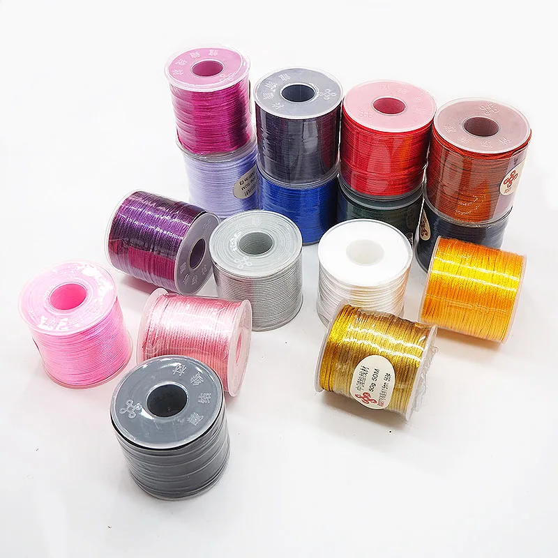 

Chenkai 1.5mm 50M/Roll 16-Color Nylon Soft Macrame Silk Satin Nylon Cord Rope For Baby Silicone Teething Bead Necklace bracelet