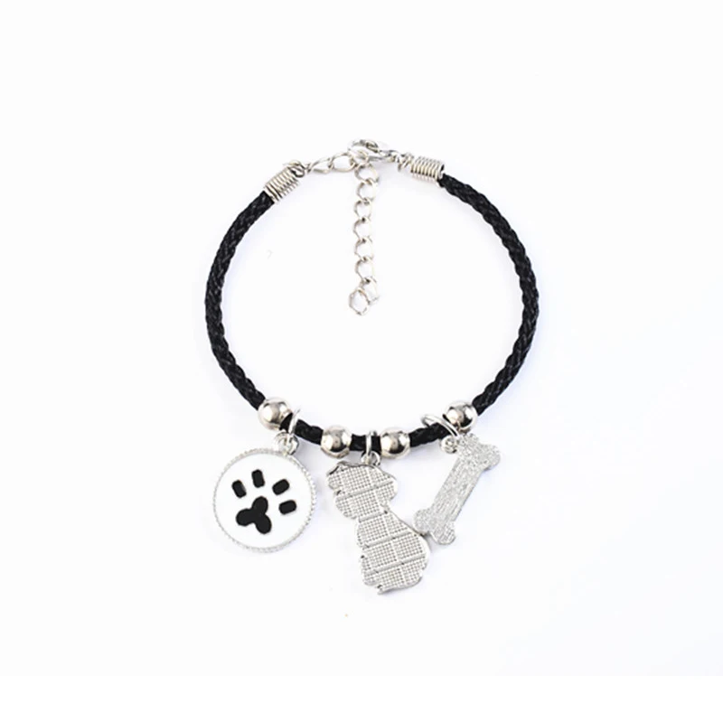 Fashion Dalmatian charm bracelets amp bangles for girls women men rope chain silver color pet dog pendant male female bracelet