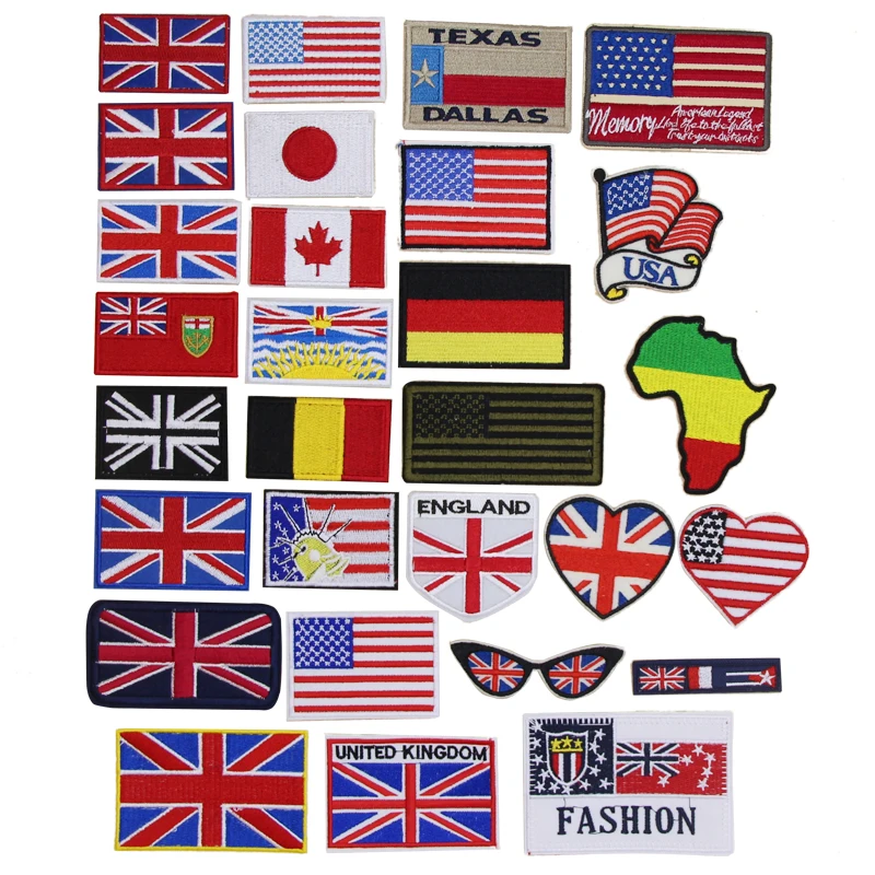 1 piece UK  US embroidered iron on patches cloth accessories popular clothing bag hat Patches Appliques