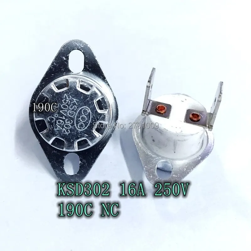 10 KSD302 / KSD301 190C нормально закрытый ручной сброс температурный переключатель керамика 16 А 250 в 190 градусов стандартное отключение 10 KSD302 / KSD301 190C нормально закрытый ручной сброс температурный переключатель керамика 16 А 250 в 190 градусов стандартное отключение