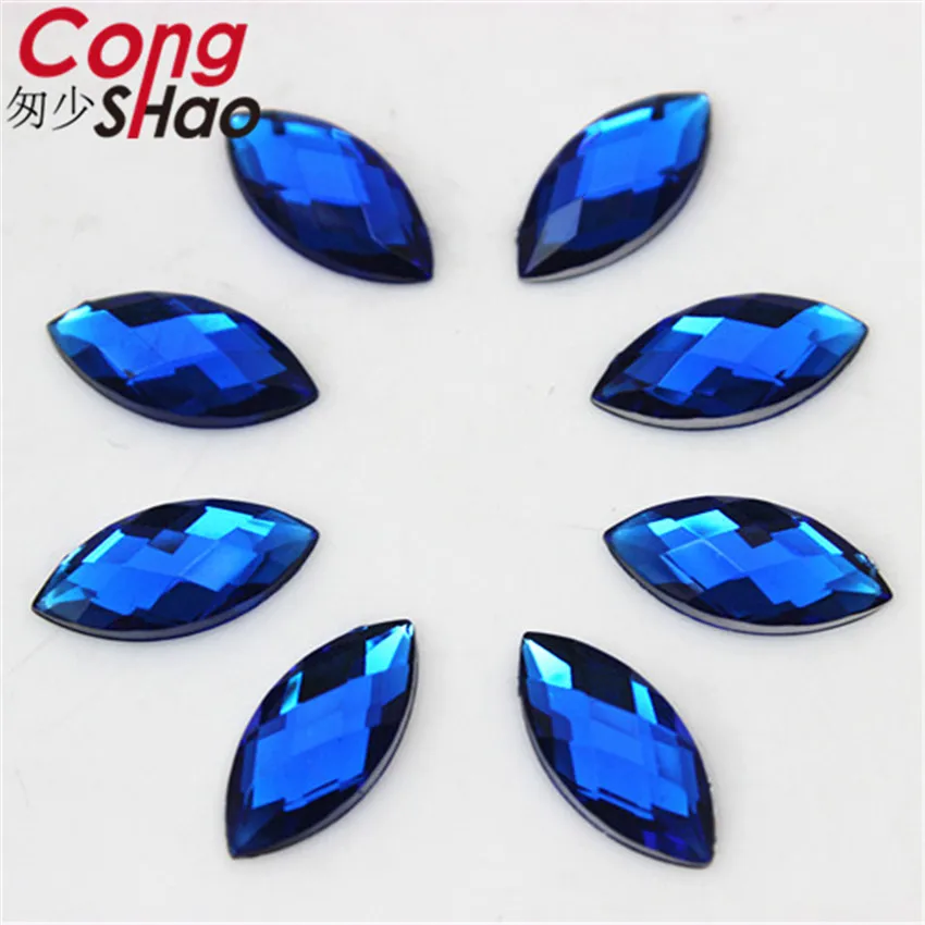 Cong Shao 100pcs 7*15mm Colorful Flatback Horse Eye Acrylic Rhinestone Crystal And Stone Costume Strass For Clothes Crafts WC686