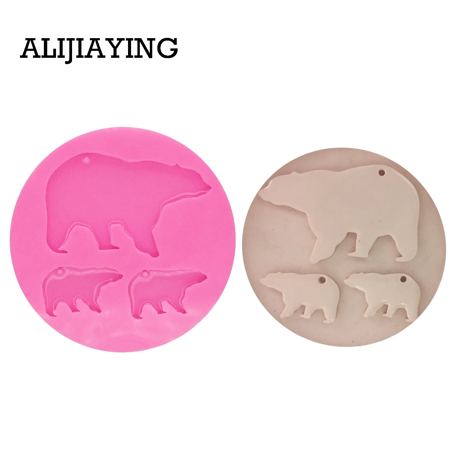 DY0056 DIY shiny Mother bear and baby shape silicone mold Silicone key ring mold Silicone Tumbler Mold for Key Chain