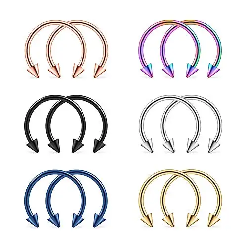 2pcs/lot Stainless Steel Septum Ear Nose Lip Tragus Horseshoe Nose Ring Minimalist Piercing Body Jewelry