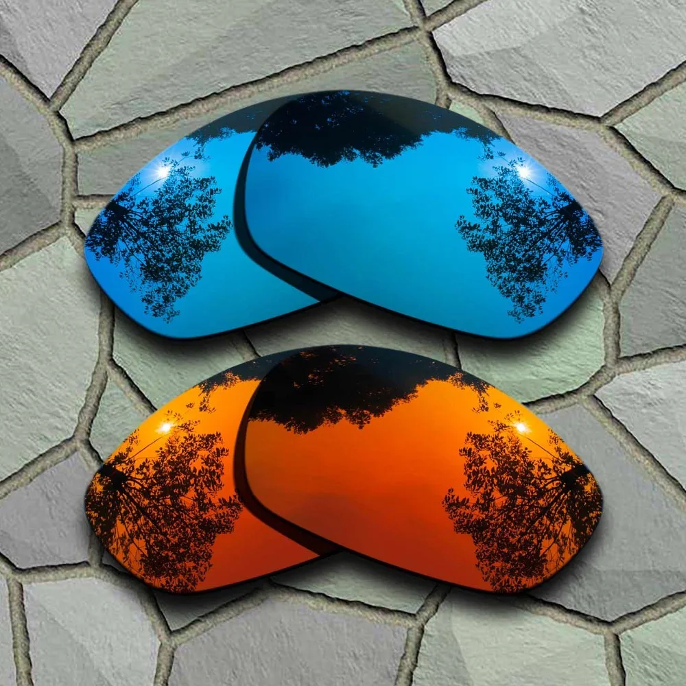 Sky Blue&Red Orange Sunglasses Polarized Replacement Lenses for Oakley Straight Jacket 2007