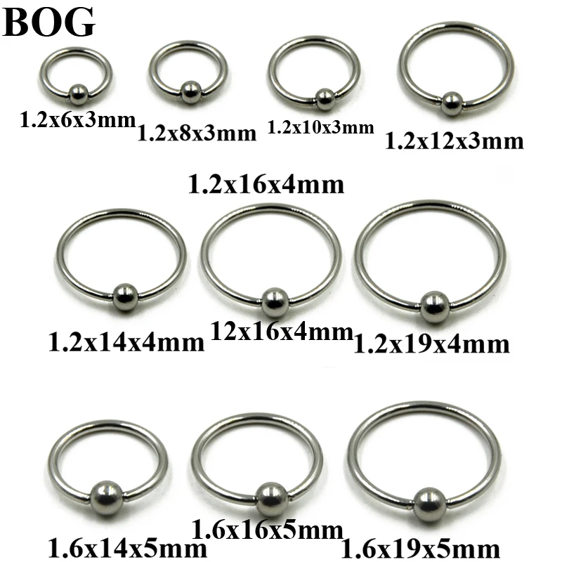 10 Pieces Extra Large Size Surgical Steel Captive Bead Ring Septum Nose Hoop Ring Ear Tragus Cartilalge Labia Piercing Ring 16g