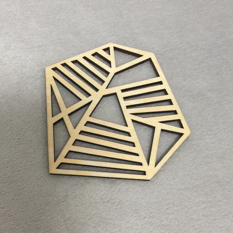 50pcs 10*10cm Geometric Wooden Coasters,Hexagonal Wood Coaster