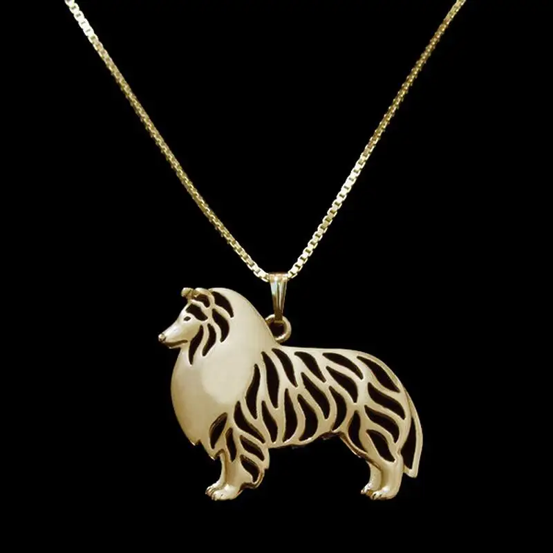 Hot Sale Lovers Pet Metal Pendant Necklaces Women\'s Standing Shetland Sheepdog Necklaces Drop Shipping