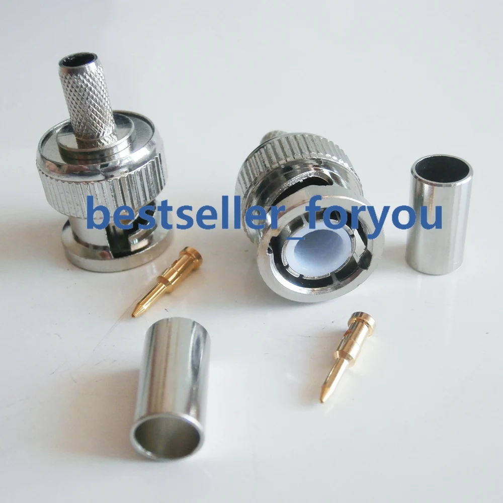 BNC Male Plug RF Coax Connector Crimp RG316,RG174,LMR100 Straight Nickelplated NEW wholesale