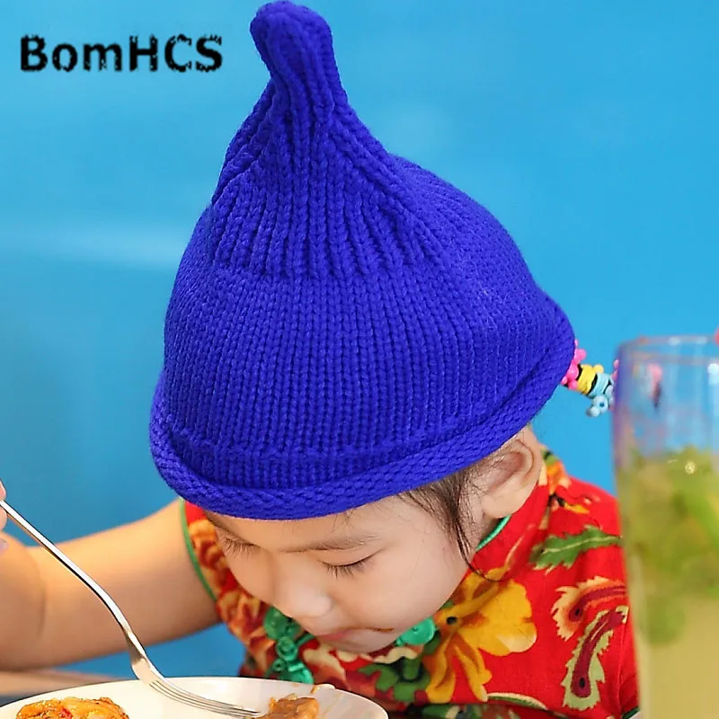 BomHCS Cute Baby Winter Hat 100% Handmade Knitted Beani Hat Child Nipple Braids Cap