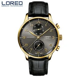 LOREO Quartz Watch Men Waterproof Sport Military Watches Mens Business Leather Wristwatch Male Clock Reloj Hombre New